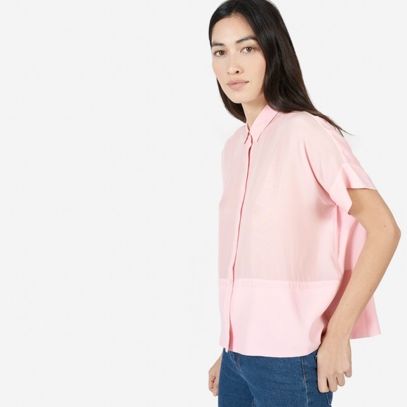SOLD Everlane Blush Pink Square Silk Blouse - Picture 2 of 8